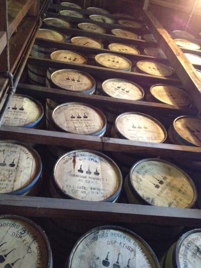 Woodford Reserve Barrels on Ricks