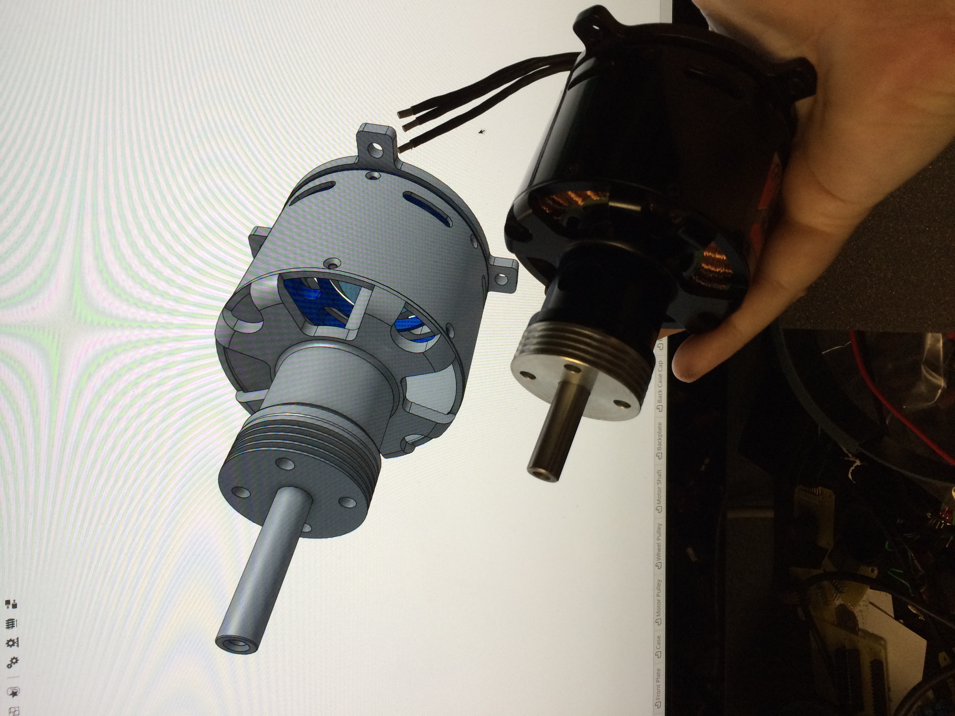 The real brushless motor and the CAD version