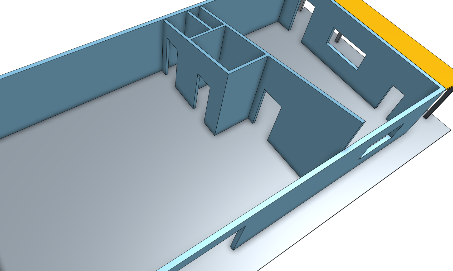 Detached workshop building, garage space with roof off