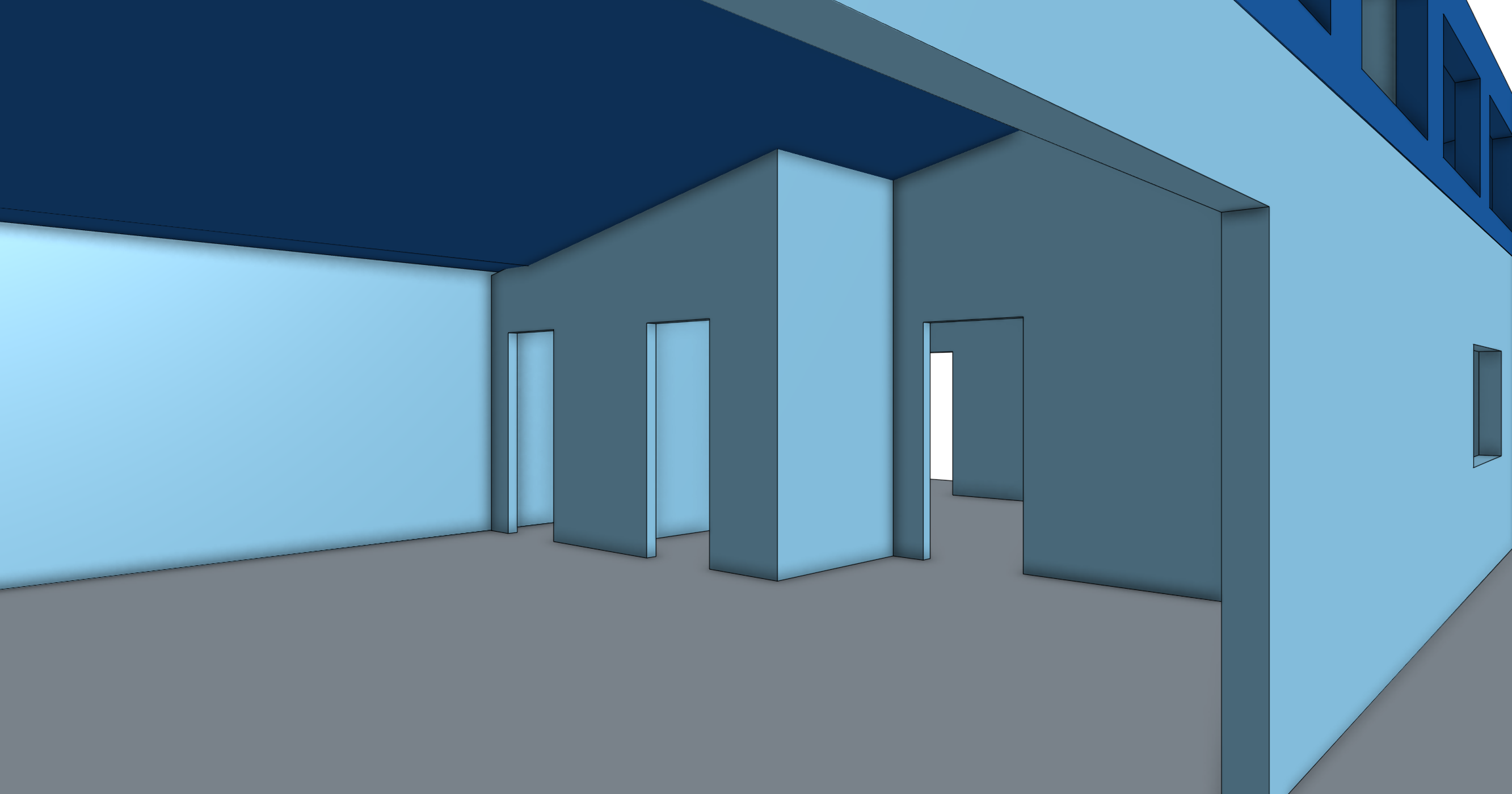 Looking into workshop area through garage door opening