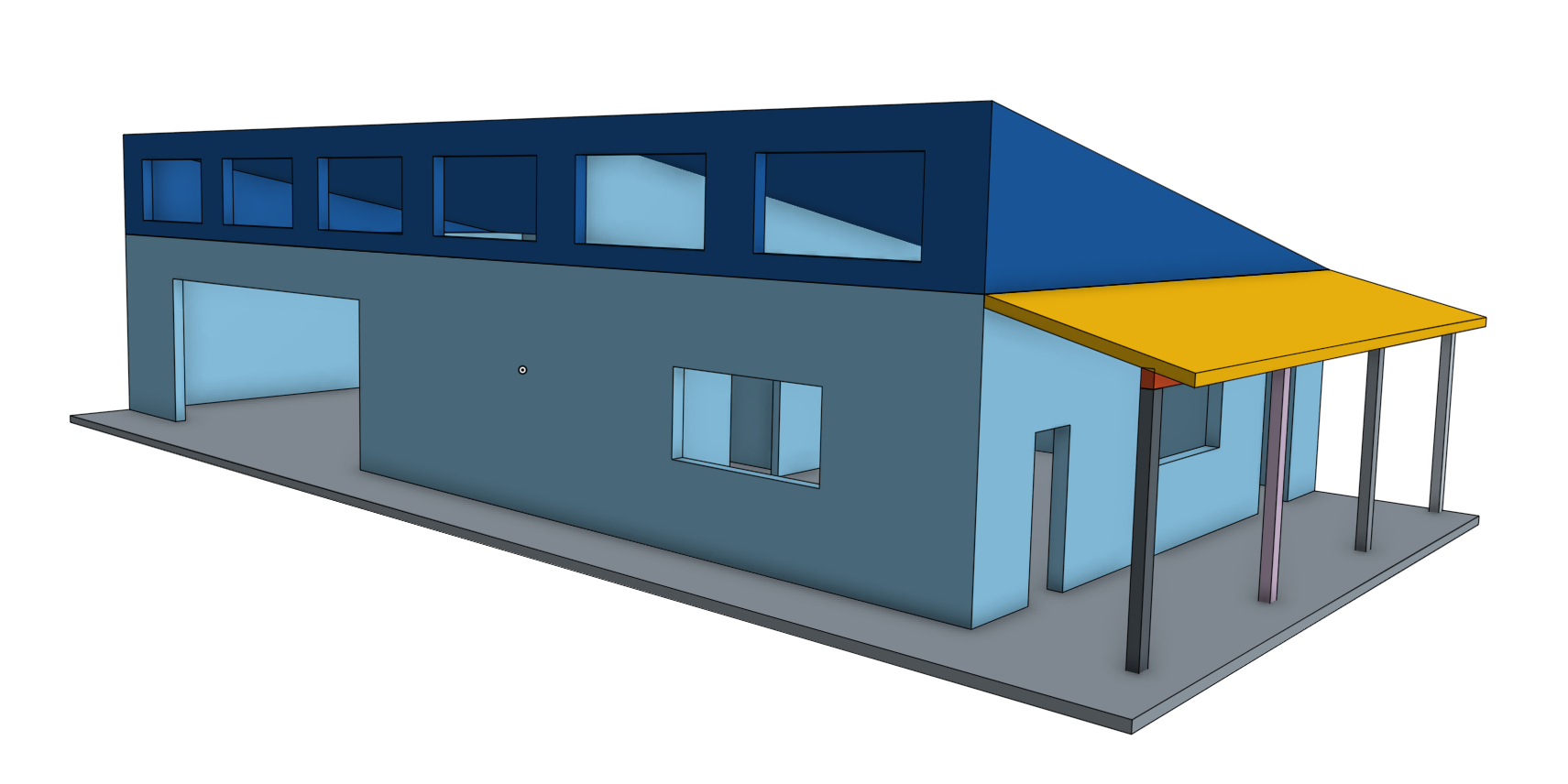This is a perspective rendering of the detached workshop.