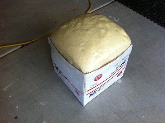 Expanding foam (40X volume, I seem to recall) to be carved for matter-antimatter combustion chamber