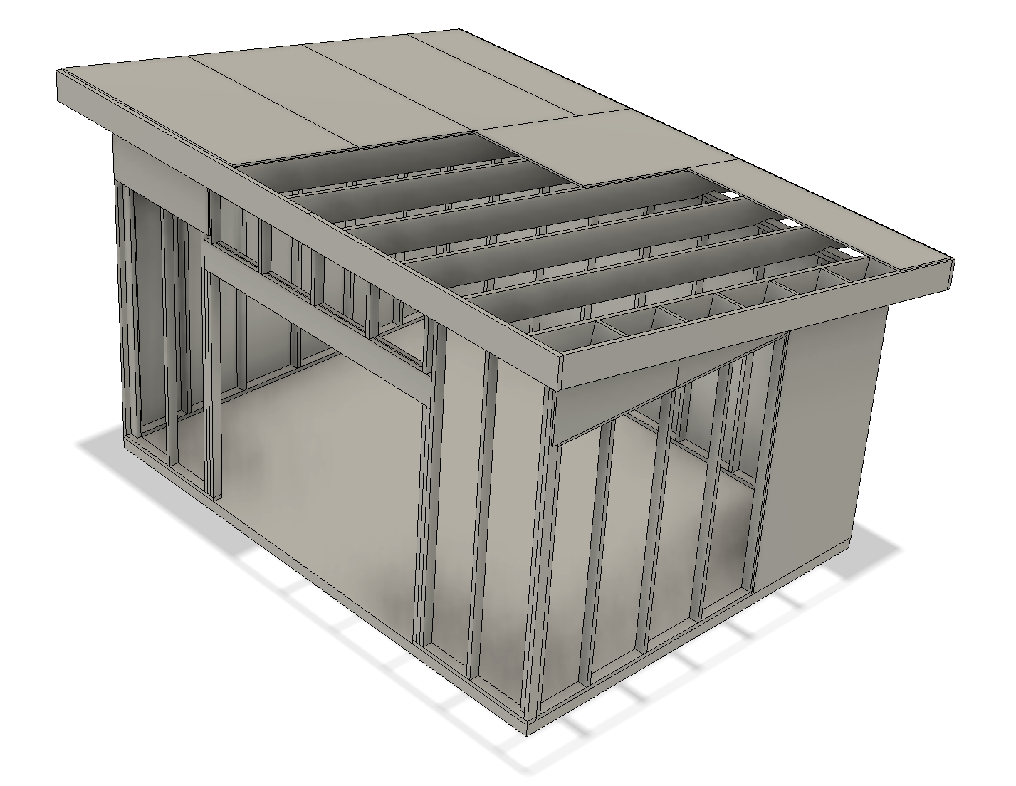 Rendering of shed with some of the parts hidden